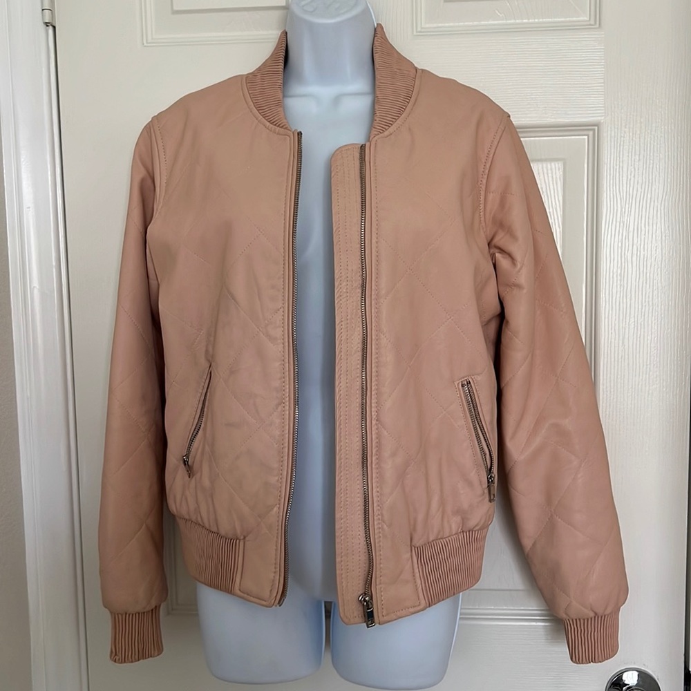 Cavalini Blush Vegan Leather Bomber Jacket